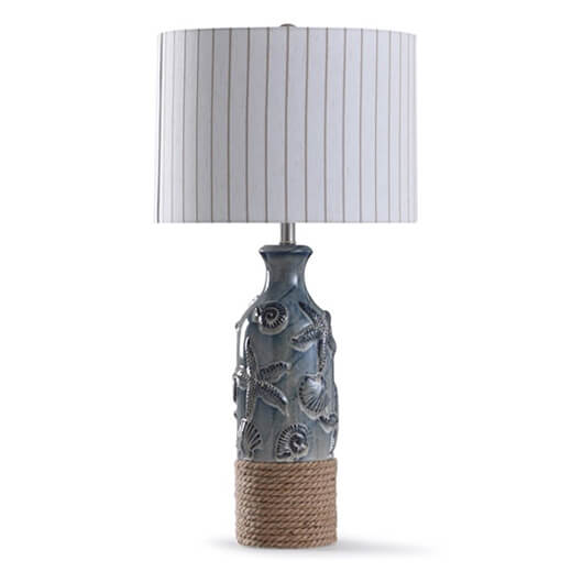 Coastal Embossed Blue Ceramic Table Lamp