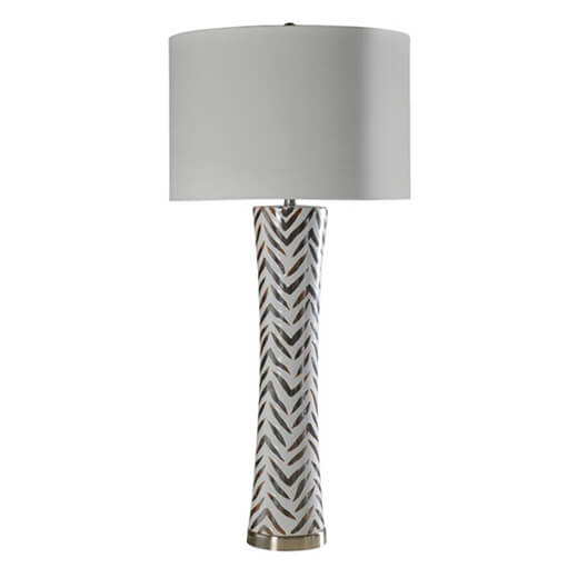 Tigris Striped Ceramic & Metal Base Table Lamp